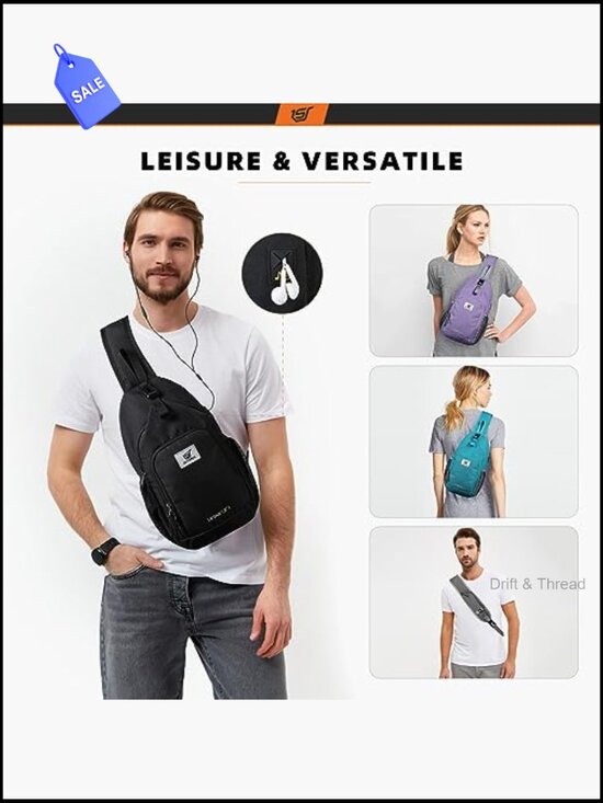 RFID Crossbody Sling Backpack Travel Hiking Daypack Water Resistant main image 2